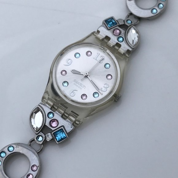 Swatch Ladies Watch Multi Color Crystals Accent Me - Picture 3 of 12